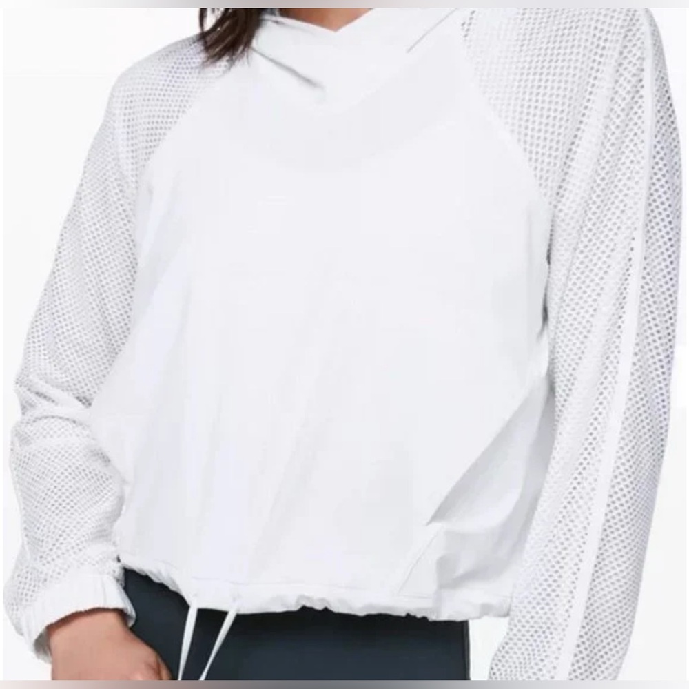Lululemon Catch A Breeze Cropped Mesh Sleeve Pullover Hoodie